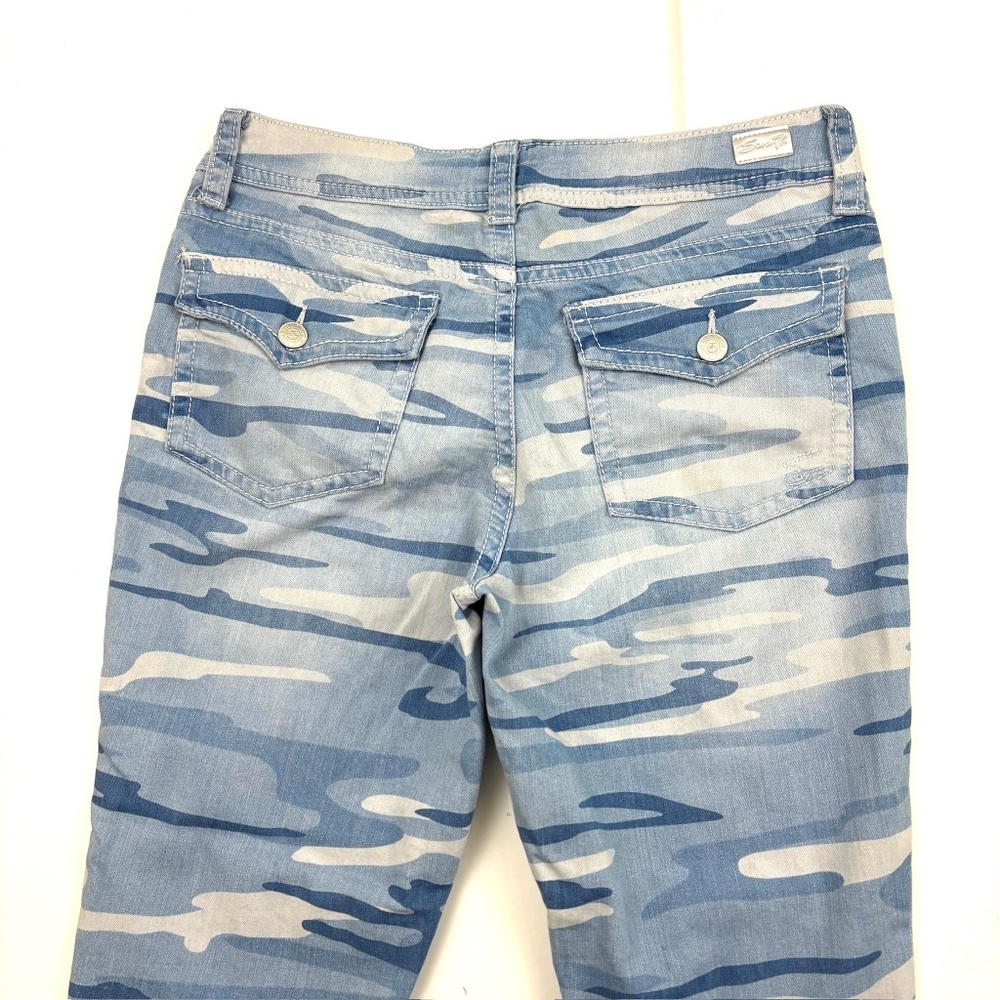 Seven7 Starlette Crop Women's size 12 Blue Camouflage Camp Denim Jeans - Picture 4 of 4